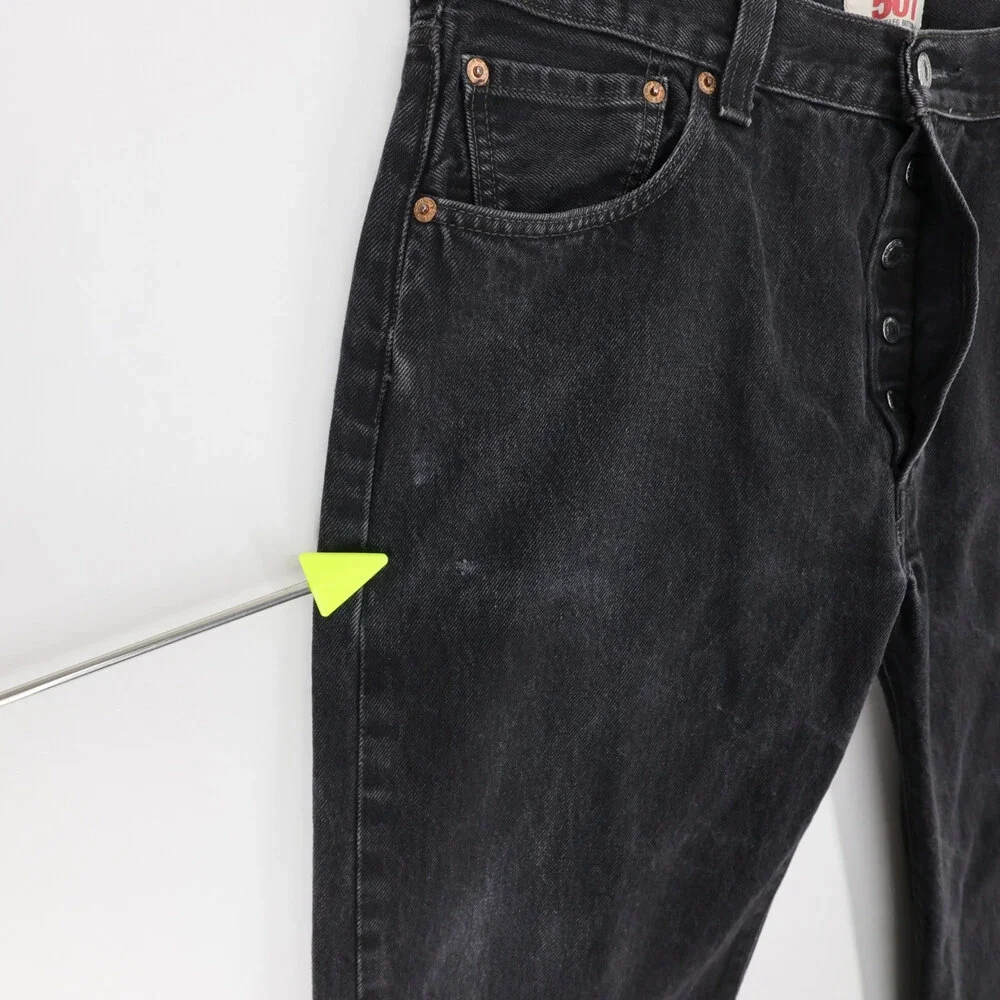 Levis 501 Jeans Mens 36x32 Black Straight Leg Button Fly Denim Original Fit